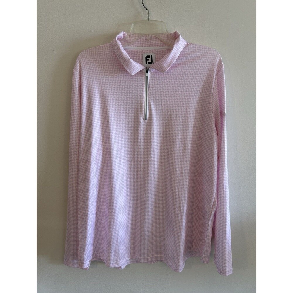FootJoy Pullover Women Pink Quarter Zip Golf Performance Long Sleeve Size XL